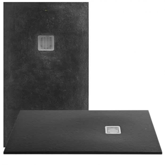 Terran Stonex Black Shower Tray 100