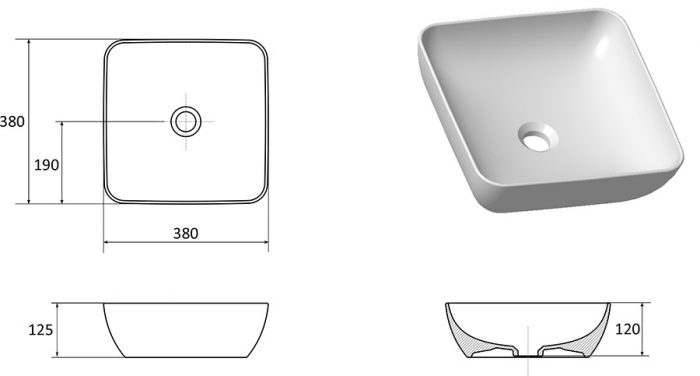 36.OM20 526583_Ravak Slim C square 38x38 countertop wash hand basin_02