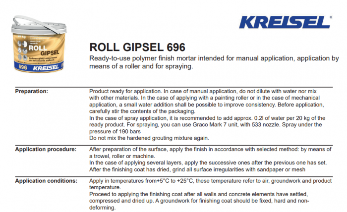 15.KREISEL ROLL GIPSEL 696 Polymer Finish Coat 20kg_OM20 420302_04