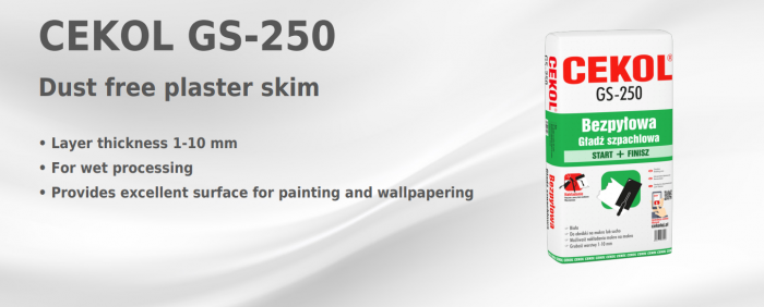 2.CEKOL GS-250 Finish Plaster, Dust-Free, 20 kg_OM20 548394_02