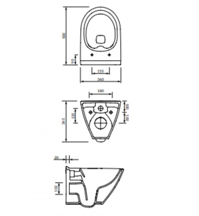 Concealed WC Set Cersanit Soleo Rimless