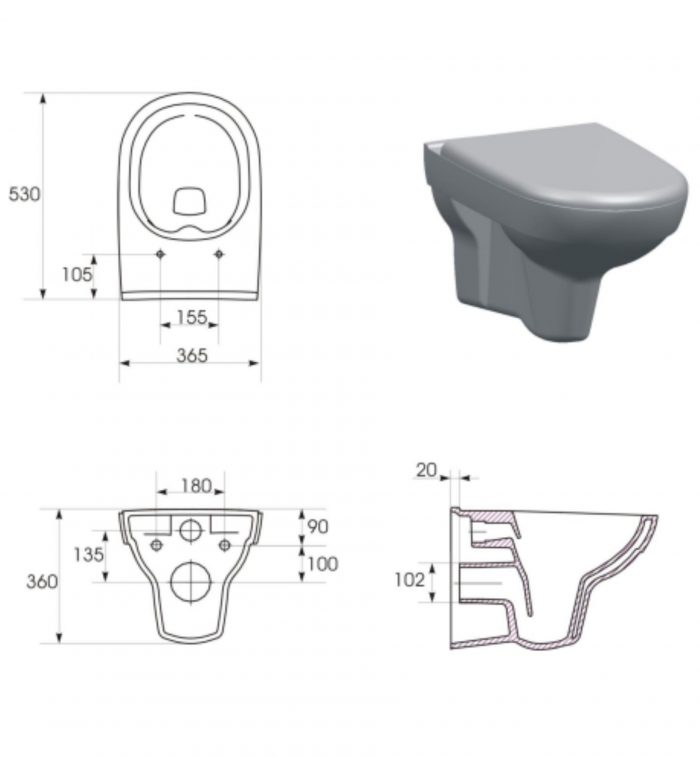 Concealed WC Set Cersanit Cari Rimless