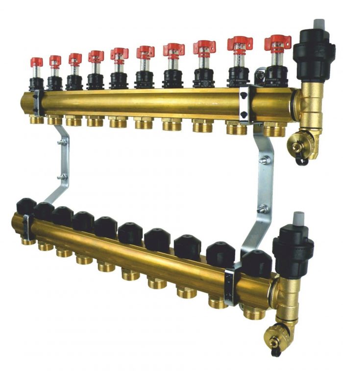 Brass Distributor f Underfloor Heating 10 Circuits