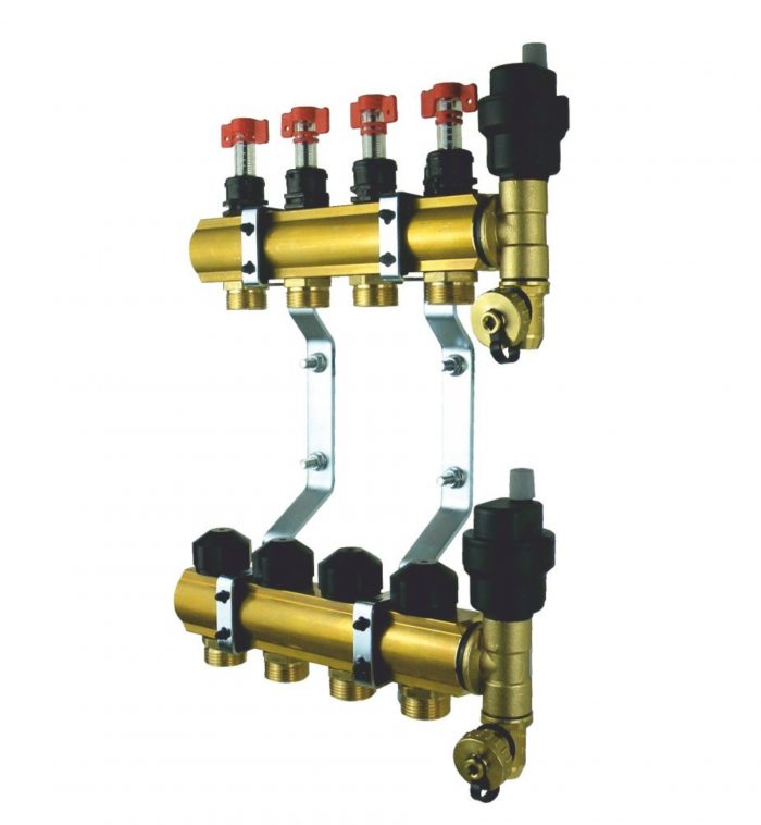 Brass Distributor f Underfloor Heating 4 Circuits