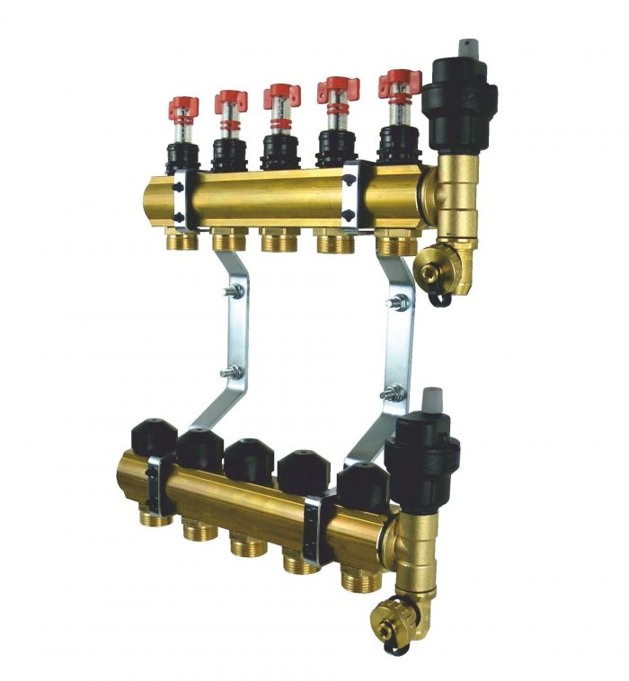 Brass Distributor f Underfloor Heating 5 Circuits