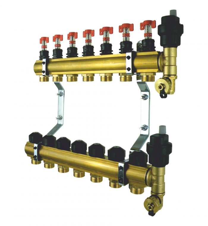 Brass Distributor f Underfloor Heating 7 Circuits