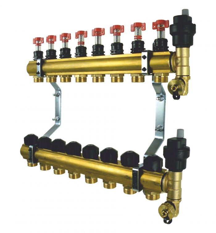 Brass Distributor f Underfloor Heating 8 Circuits