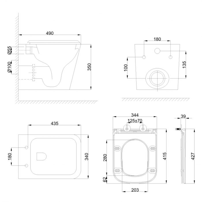 Invena RL Wall Mounted Toilet Florina