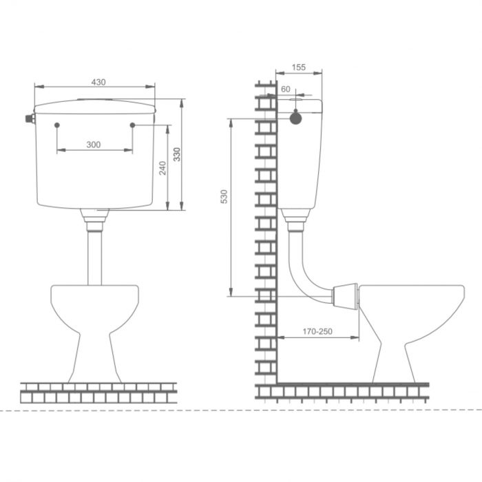 Low Level WC Cistern Universal White