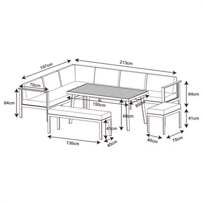 4-Set Garden Furniture Galini 10 Persons