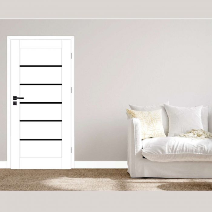 White Interior Door Black Glass 70,80 Hestia