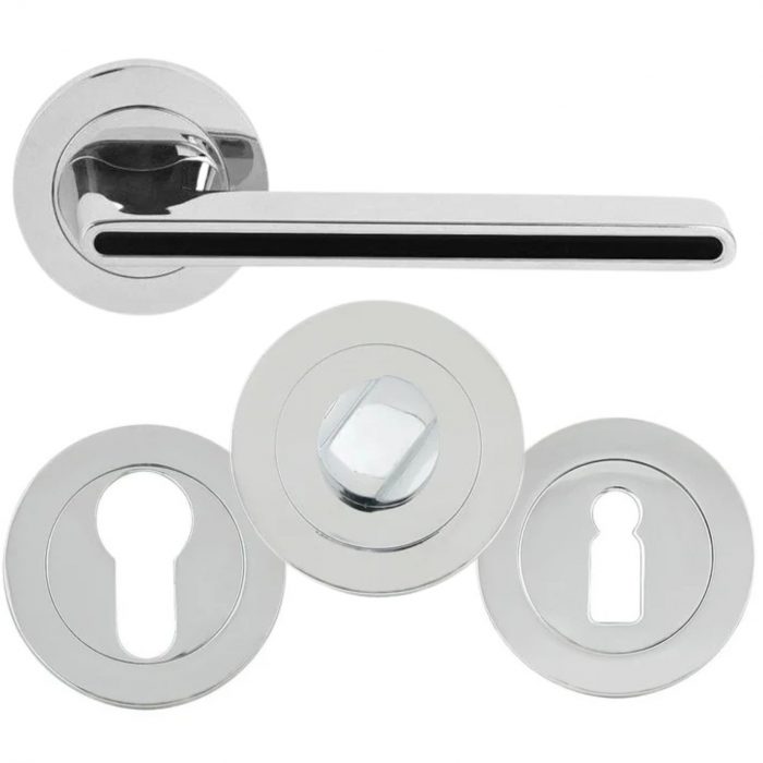 Door Handle Chrome Black Onyks-R M6 Set