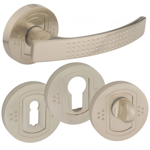 Door Handle on Rose Argo Nickel Set