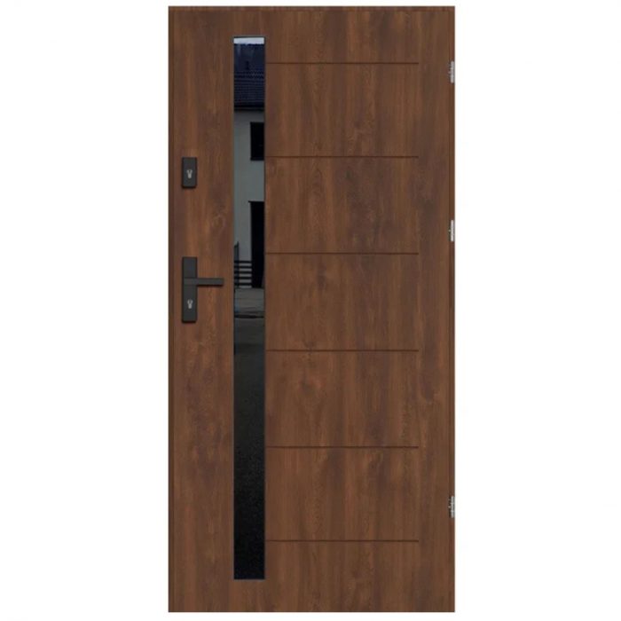 Entrance Door Complete Malmo Walnut Right
