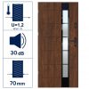 Entrance Door w Frame Thermo 4-Pane Glass Walnut
